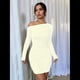 thumbnail image 4 of Vestido de Cóctel Mini Ajustado con Volantes, Mangas Largas y Hombros Descubiertos para Mujer Albaricoque M, 4 of 10