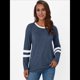 thumbnail image 4 of Camisetas de Larga para Mujer, Camisetas Casuales con Cuello Redondo y Bloques de Color, Ropa de Moda de Otoño, Conjuntos Modernos Azul XL, 4 of 8