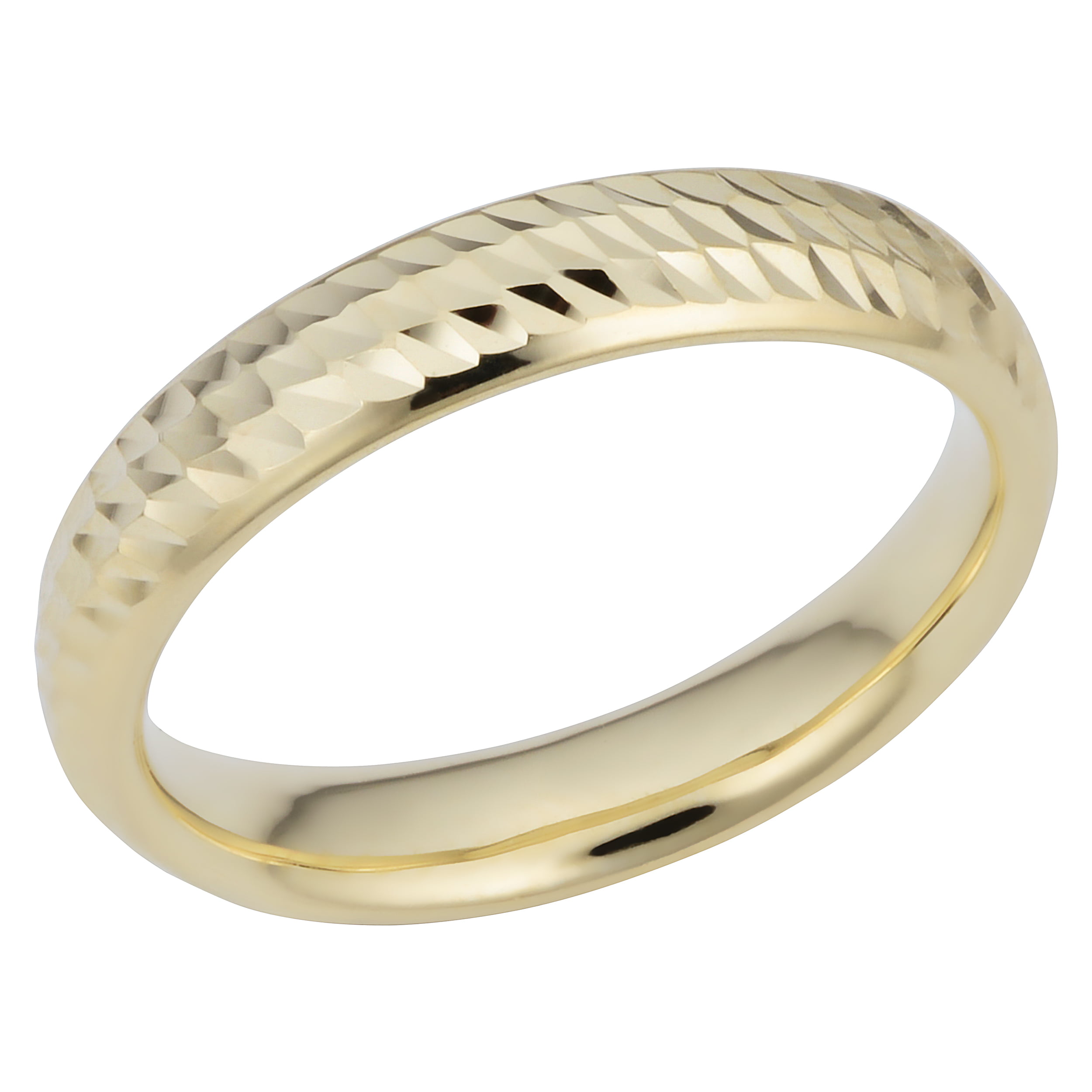 14k Yellow Gold Diamond Cut 4mm Wide Hollow Wedding Band Ring - Walmart.com