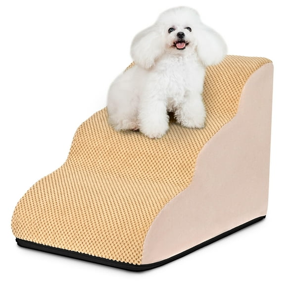 Pet Stairs, 3 Tiers Portable Dog Ramp for High Beds or Couch, Soft Foam Puppy Ladder for Dogs Injured, Older Pets, Small Cats
