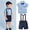 Blue, variant on Herrnalise Boys Gentlemen's Clothing Summer Short Sleeve Top Bib Shorts Tie Three-piece Set, Deals
