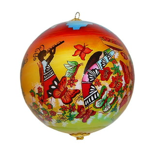 Reverse Handpainted Mexican ornament blown plastic balls