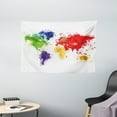 thumbnail image 1 of Map Decor Tapestry, Abstract Colorful World Map Illustration on White Background Print , Wall Hanging for Bedroom Living Room Dorm Decor, 60W X 40L Inches, Red Purple and Yellow, by Ambesonne, 1 of 2