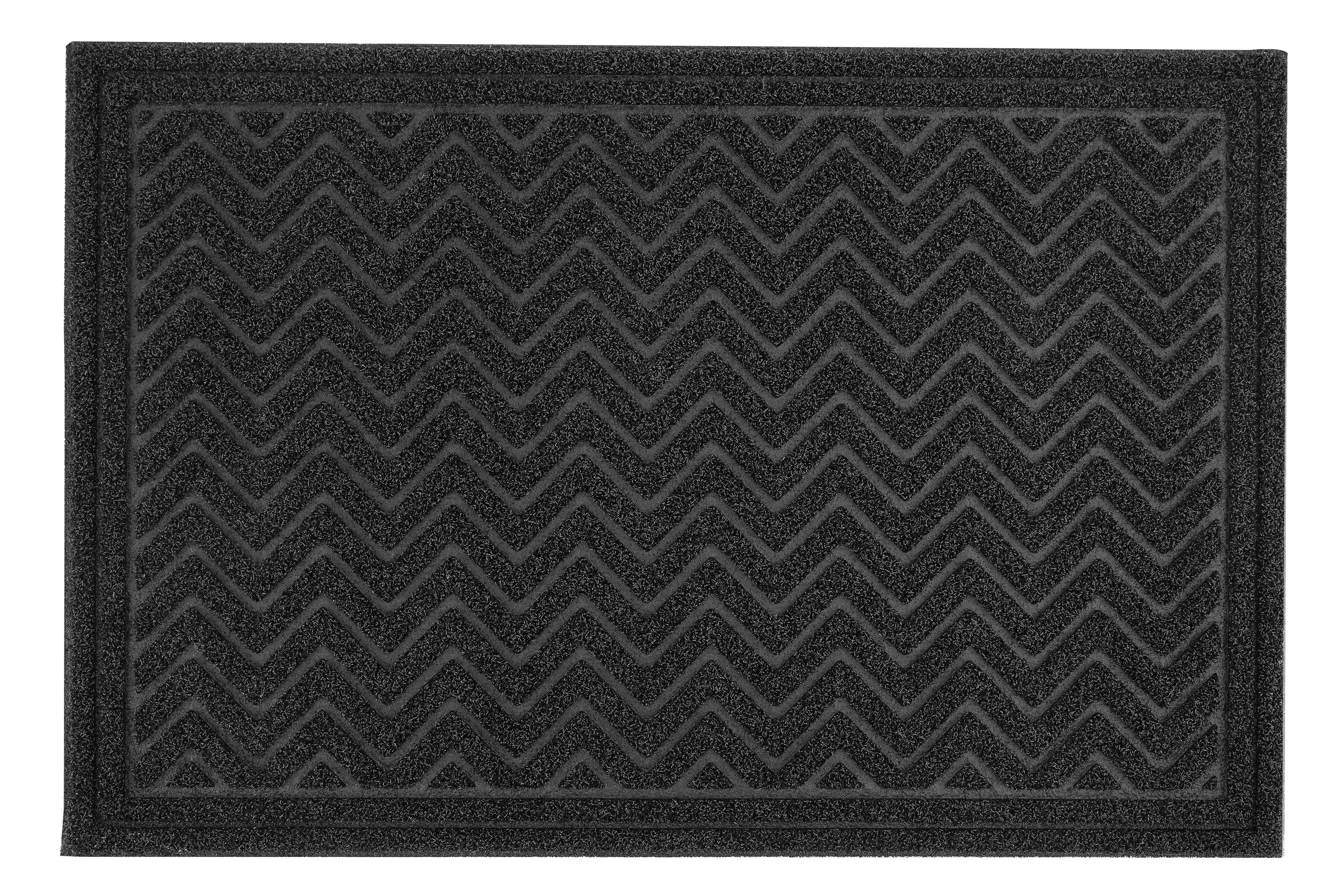 Superio Black Chevron Coir Doormat Indoor and Outdoor Entry Floor Mat