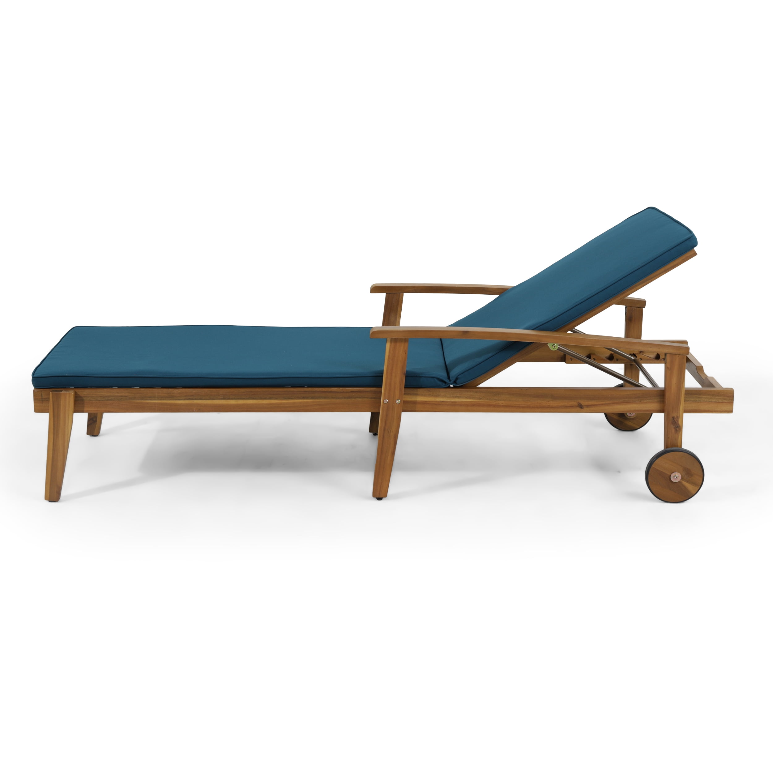 Noble House Multiple Positions Acacia wood Outdoor Chaise Lounge - Blue