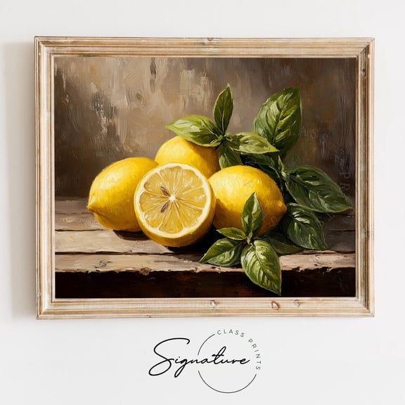 Rustic Lemon Still Life, Vintage Country Kitchen Art, Earthy Citrus, Farmhouse Decor, Wall Art 1667 Home Decor, 12x18 UNFRAMED