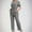 Gray, variant on Mqqzkk Two Pieces Outfits for Women Set V-Neck Top & Drawstring Straight Leg Pants With Pocket Stretch Nursing Scrub Set Uniform