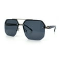 thumbnail image 4 of Luxury Mobster Rimless Half Rim Oversized Rectangle Metal Sunglasses Silver - Black, 4 of 8