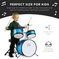 thumbnail image 3 of Best Choice Products Kids Beginner 3-Piece Drum, Musical Instrument Set w/ Sticks, Cushioned Stool, Drum Pedal - Light Blue Sparkle, 3 of 7