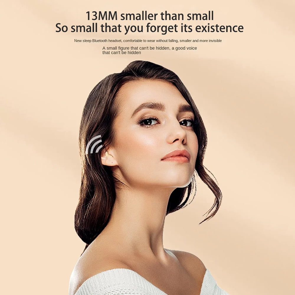 Invisible Earphones Mini Headphones V5.2 Bluetooth TWS In-Ear Earbuds Noise Reduction Wireless Sleep In-Ear Earbuds With Micr,Skin Color