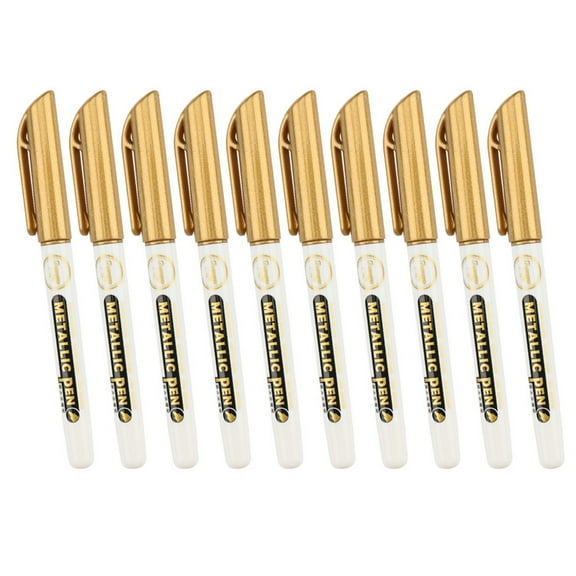 ROZYARD 10x/Set Gold Metallic Pen Painting Pen Waterproof Metallic Marker for Glass