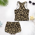 thumbnail image 6 of COEQINE Soft Girls Tankini Swimsuit 2 Piece with Removable Pads for Big Kid Preteen Ages 12-13 Sleeveless Bathing Suits Crewneck Tank Top and Swim Shorts Summer Beach Wear, Brown Leopard Print, 6 of 8