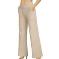 thumbnail image 2 of qolati Women's Dress Pants Casual High lastic Waisted Business Flare Trousers Stretchy Wide Leg Work Office Lounge Pants, 2 of 7