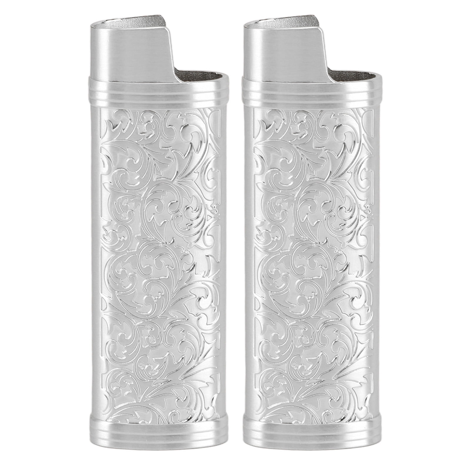 Vintage Metal Lighter Case Cover For BIC Full-Size Lighters - Floral Pattern, Protective Sleeve Holder