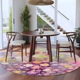 thumbnail image 3 of Round Rugs 8Ft, Spring Floral Round Area Rug Washable Indoor Throw Carpet, Modern Oil Painted Daisy Botanical Elegant Large Non Slip Circle Rug for Kids Room RV Home Decor Aesthetic, 3 of 8