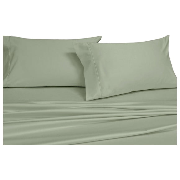 Solid Sage Split-Queen: Adjustable Queen Bed Size Sheets, 5PC Bed Sheet Set, 100% Cotton, 300 Thread Count, Sateen Solid, Deep Pocket, by Royal Hotel