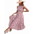 thumbnail image 4 of Women'S Summer Floral Mid-Length Dress Ruffle Sleeve Smocked Sundress Flowy Wedding Guest Dresses Root Pink S, 4 of 9