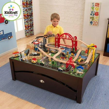 KidKraft Metropolis Train Table + 100pc Train Set