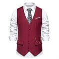 thumbnail image 2 of FAIWAD Gilet Classique pour Homme Formel d'Affaires Sans Manches Vintage Veste Gilet à Boutons devant Col en V Ajusté Gilet de Complet, 2 of 9