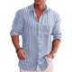 thumbnail image 2 of Camisas de Otoño Para Hombres Camisa de Manga Larga Con Cuello En V Algodón Y Lino Camisa Holgada Informal Con Cuello Alto Para Jóvenes Odeerbi ODB-4, 2 of 8