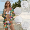 thumbnail image 6 of Xoenoiee Tropical Plumeria Flower Palm Leaves Print Women's Swimsuit Coverup Button Down Beach Cover Ups Shirt Dress Summer Casual Oversized Vacation Swimwear with Pocket, Size XL, 6 of 7