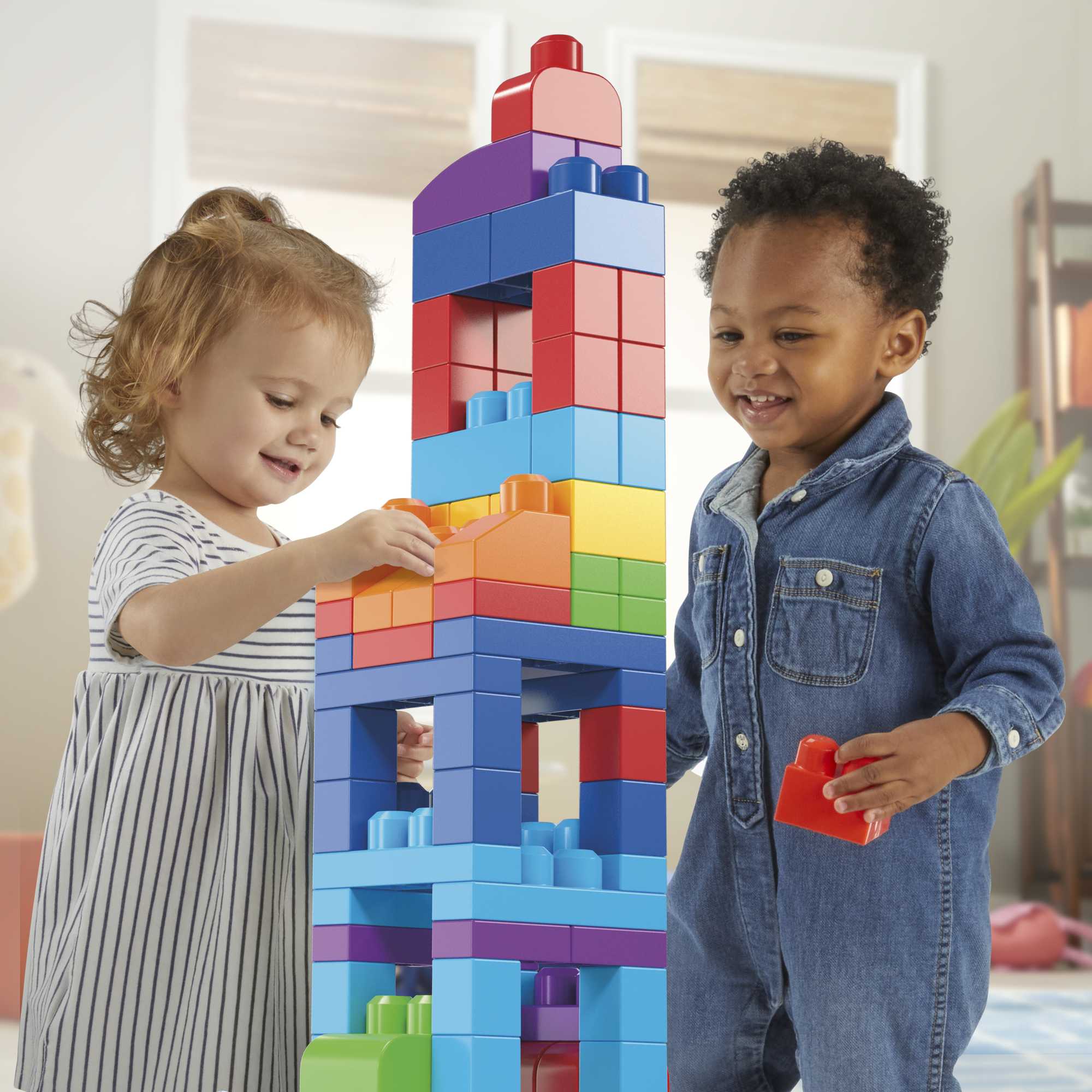 MEGA BLOKS Fisher-Price Big Building Bag, Building Blocks for Toddlers With Storage (80 Pieces), Blue, Ages 1-5 Years - image 3 of 7