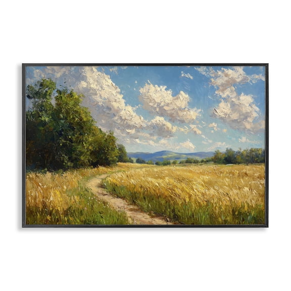 Stupell Industries Winding Path Through Wheat Field Black Framed Giclee Art, design by Creative Studio