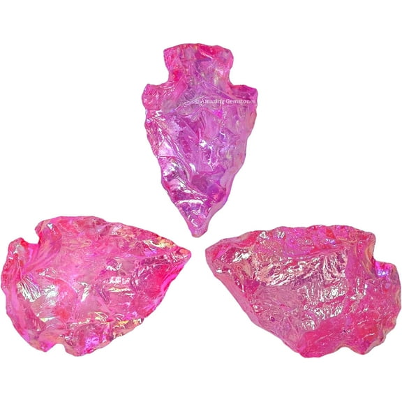 Rose Aura Quartz Crystal Arrow Head Stone (1" to 1.5" Inch)