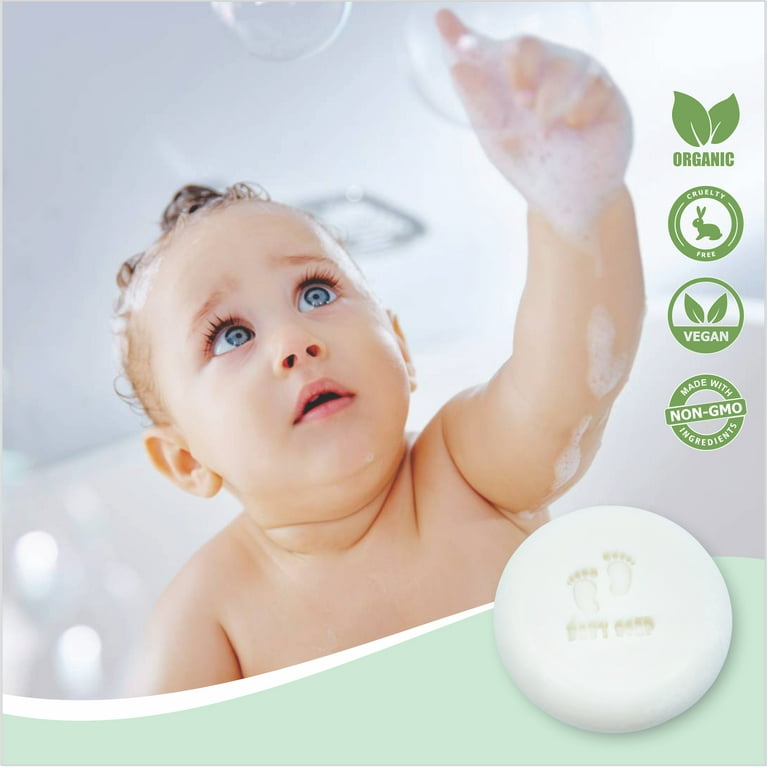 Baby Soap Bar Handmade in USA All Natural Cold Process Soap Bar For Baby Toddler and Kids Safe for Sensitive Skin Unscented 1 Pcs