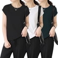 thumbnail image 2 of Yubnlvae 3-Pack Modal Basic Tees - Women's Soft Crew Neck Short Sleeve Shirts (Breathable Everyday Wear | Lightweight Comfort) (D | L), 2 of 9