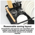 thumbnail image 3 of Dish Drainer for Kitchen with Integrated Cutlery Holder Matt Black Stainless Steel Drying Rack Tray, 3 of 6