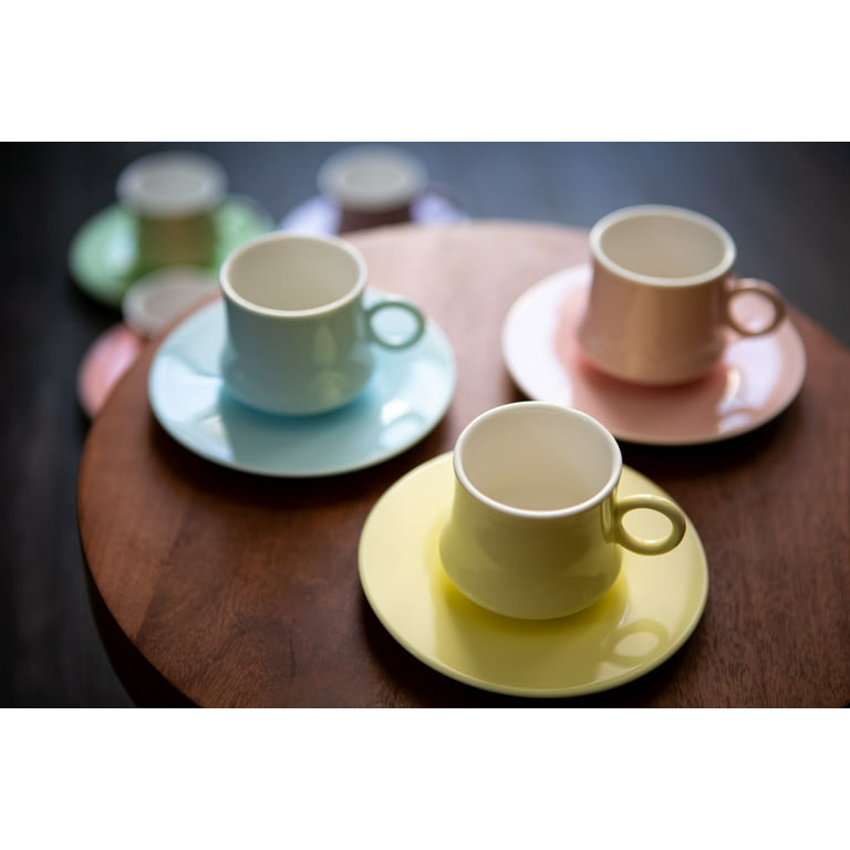 Multicolor Espresso Cup and Saucer - Set of 2
