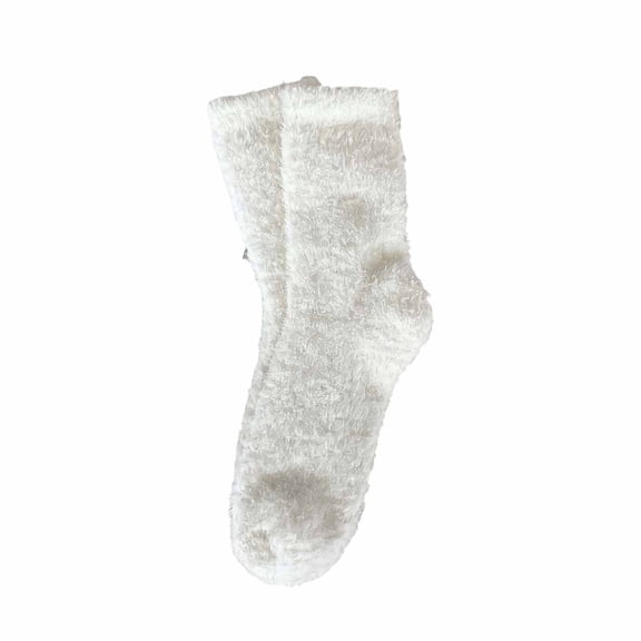 HJYCHN Fuzzy Socks for Women Cozy Velvet Mid Calf Warm Socks in Candy Colors for Comfortable Everyday Wear At Home Women's Socks White One Size