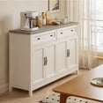 thumbnail image 2 of Aiho 55.1" Buffet Cabinet with 2 Drawers and 4 Doors, Farmhouse Sideboard Storage Cabinet with Adjustable Shelves for Kitchen, Living Room, Dining Room, White & Gray, 2 of 7