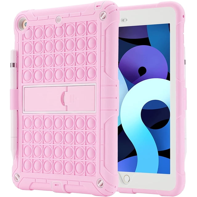 Funda para iPad 6.ª generación/5.ª generación (9,7" versión 2018/2017)/iPad Air 2/iPad Air 1.ª generación/iPad Pro 9.7" Funda a prueba de golpes con portalápices y correa (rosa) ER