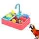 thumbnail image 2 of Pájaros bañera bañera automática grifo agua fluyendo tazón pájaros ducha caja loro peonía herramienta de limpieza de aves con juguetes coloridos (color rojo, accesorios aleatorios, sin batería), 2 of 5