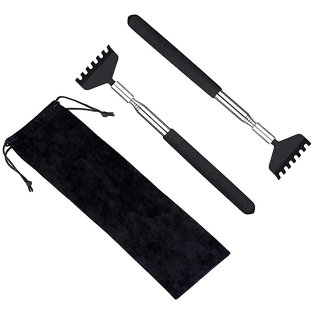 Paquete de 2 herramientas de masajeador telescópico extensible portátil para la espalda con bolsa de transporte para adultos, oficina, Sunnimix Rascador de espalda