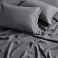 thumbnail image 3 of Levtex Home - 100% French Flax Linen - King Sheet Set - French Flax Washed Linen - Charcoal - Set Includes: Flat Sheet (108x102+4in.), Fitted Sheet (78x80+15in.) and 2 Pillow Cases (20x30+4in.), 3 of 4