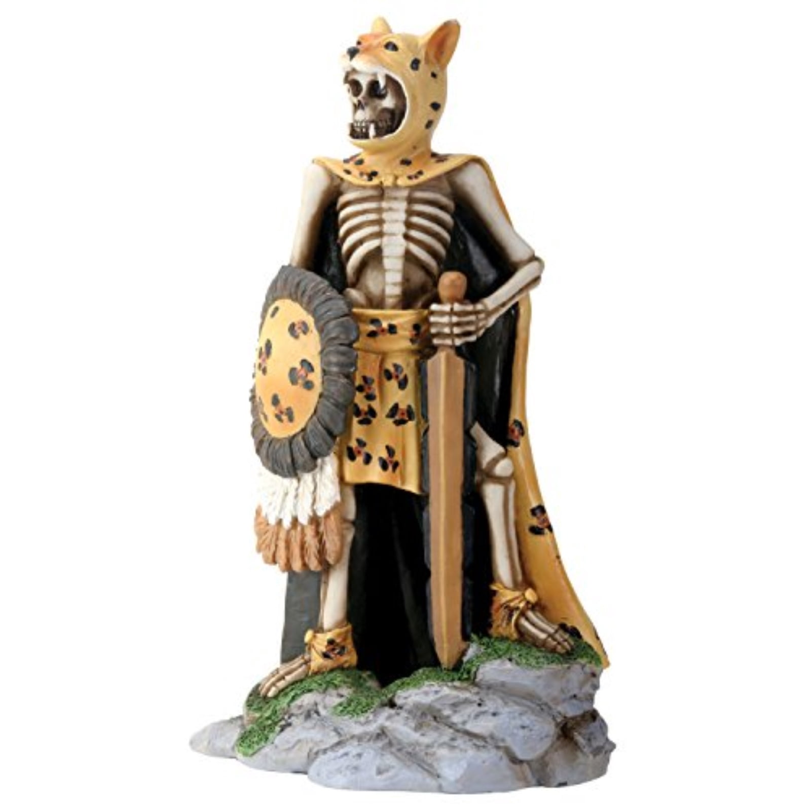 Day Of The Dead Skeleton Jaguar Warrior Collectible - 6.75" H X 2.25" W X 4" D, Battle Gear Detail