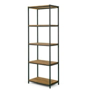 Glamour Home Ailis 75" Metal & Wood Bookcase with 5 Shelves in Black/Brown