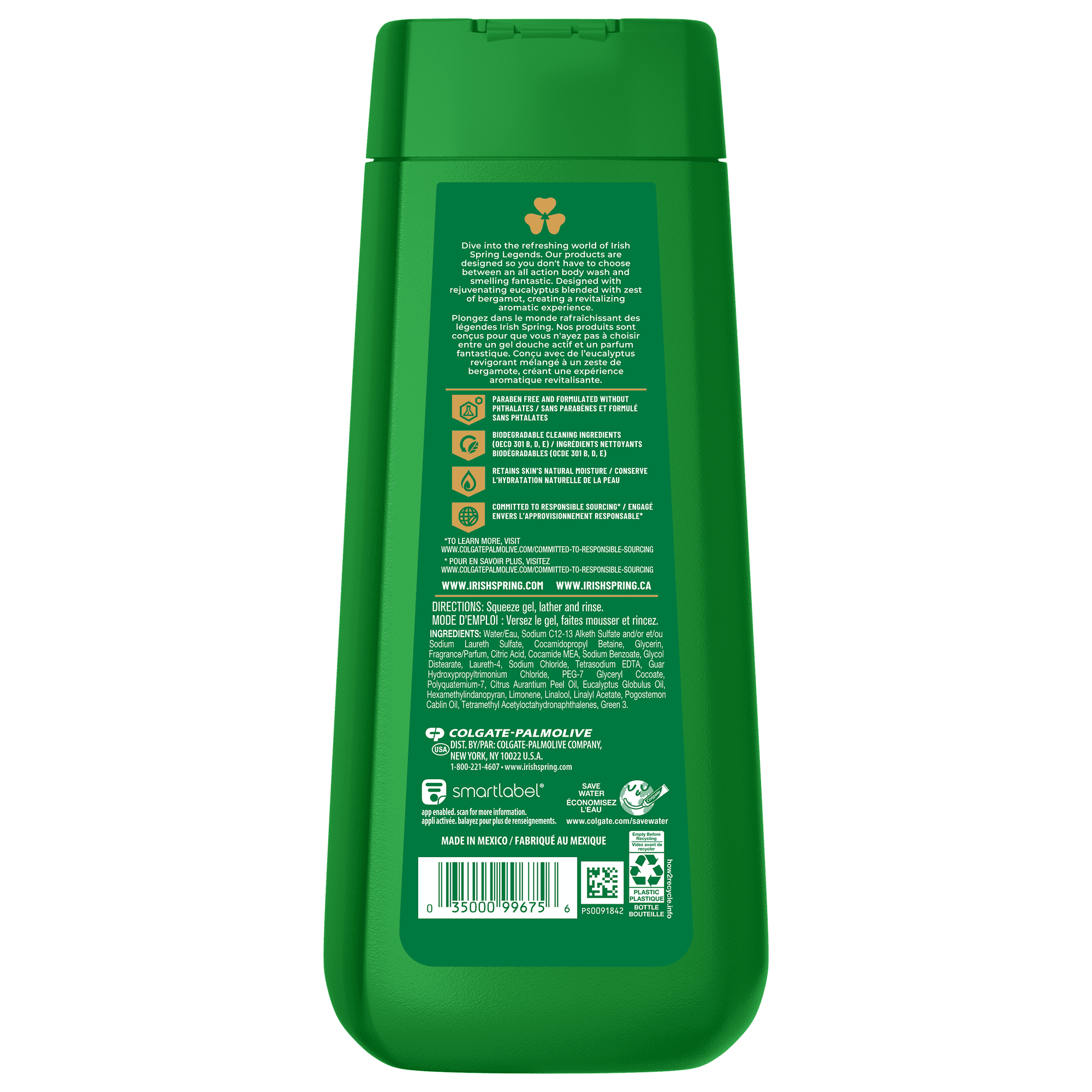 Irish Spring 5 in 1 Moisturizing Body Wash for Men, Fresh Eucalyptus & Bergamot, 20 fl oz - 2 Pack