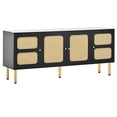 thumbnail image 6 of Country Tv Stand With , Gold Metal Base, Black, Accommodates 70'' Tvs, Woven Media Console Plenteous Storage Options Modern Stand, Black And Gold, For Abundant, 6 of 6