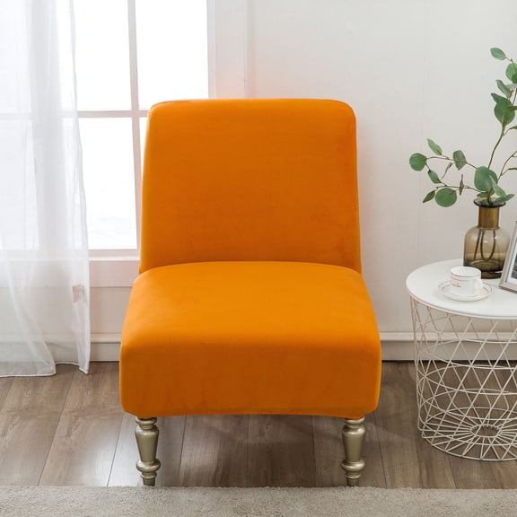 Xiao Hua Armless Chair Cover,Stretch Removable Non-Slip Chair Cover for Accent Chair Without Arms Furniture Protector for Living Dining Room Orange
