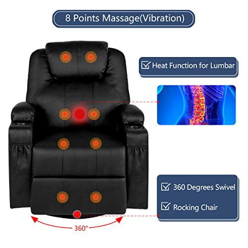 Esright massage recliner chair heated pu leather ergonomic lounge 360 degree swivel sales