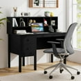 thumbnail image 6 of Demi Bonn 48" Computer Desk with Drawers Power Outlets, Small Home Office Desk Study Writing Table, Black, 6 of 10