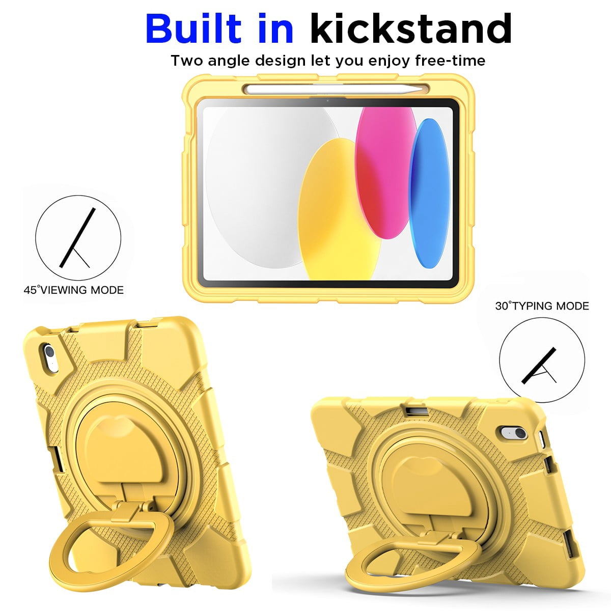 AICase For Apple iPad (A16) Case/iPad 11th Generation 11 Inch (2025) Shockproof Rugged Cover With 360 Rotating Stand Built-in Pencil Holder come with a Screen Protector
