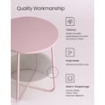 thumbnail image 3 of Nordic Hygge 17.7 in. Round Side Table with Fabric Storage Basket, Jelly Pink/Cream White, 3 of 8