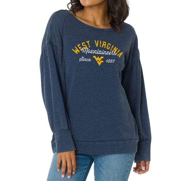 Women's Navy West Virginia Mountaineers Brooklyn Pullover Sweatshirt