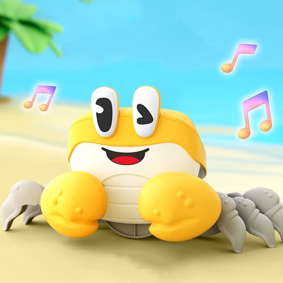 Herrnalise Crawling Crab Baby Toys | 1st Birthday Gift 1 Year Old Girl Gifts Interactive Fun for Tummy Time Moving Walking Running | Musical Toddler Boys Girls Toys | Battery NOT Included -Yellow