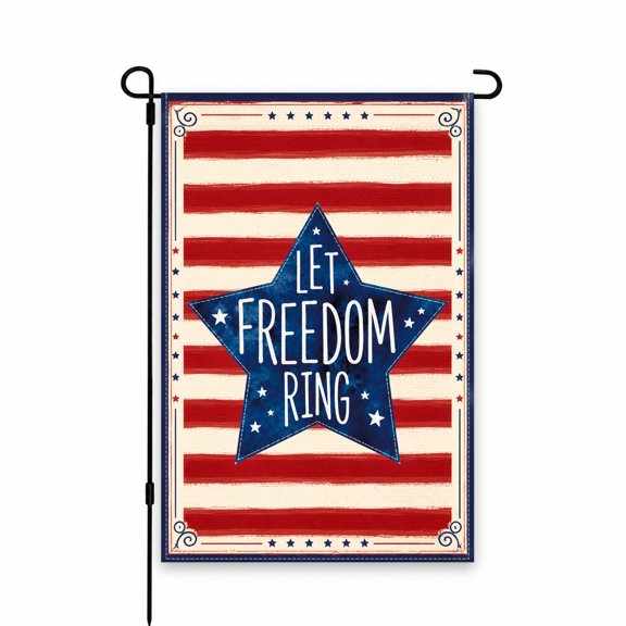 Patriotic Garden Flag 12"x18" Let Freedom Ring with Stars and Stripes Design, Perfect Outdoor Decor for Yard or Porch, Celebrate Independence Day